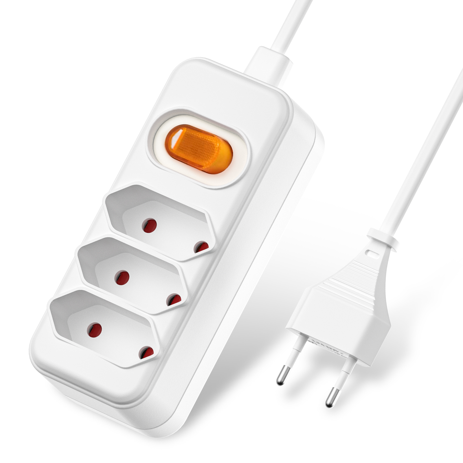Power Strip Flat - European EU 2 Prong Power Socket