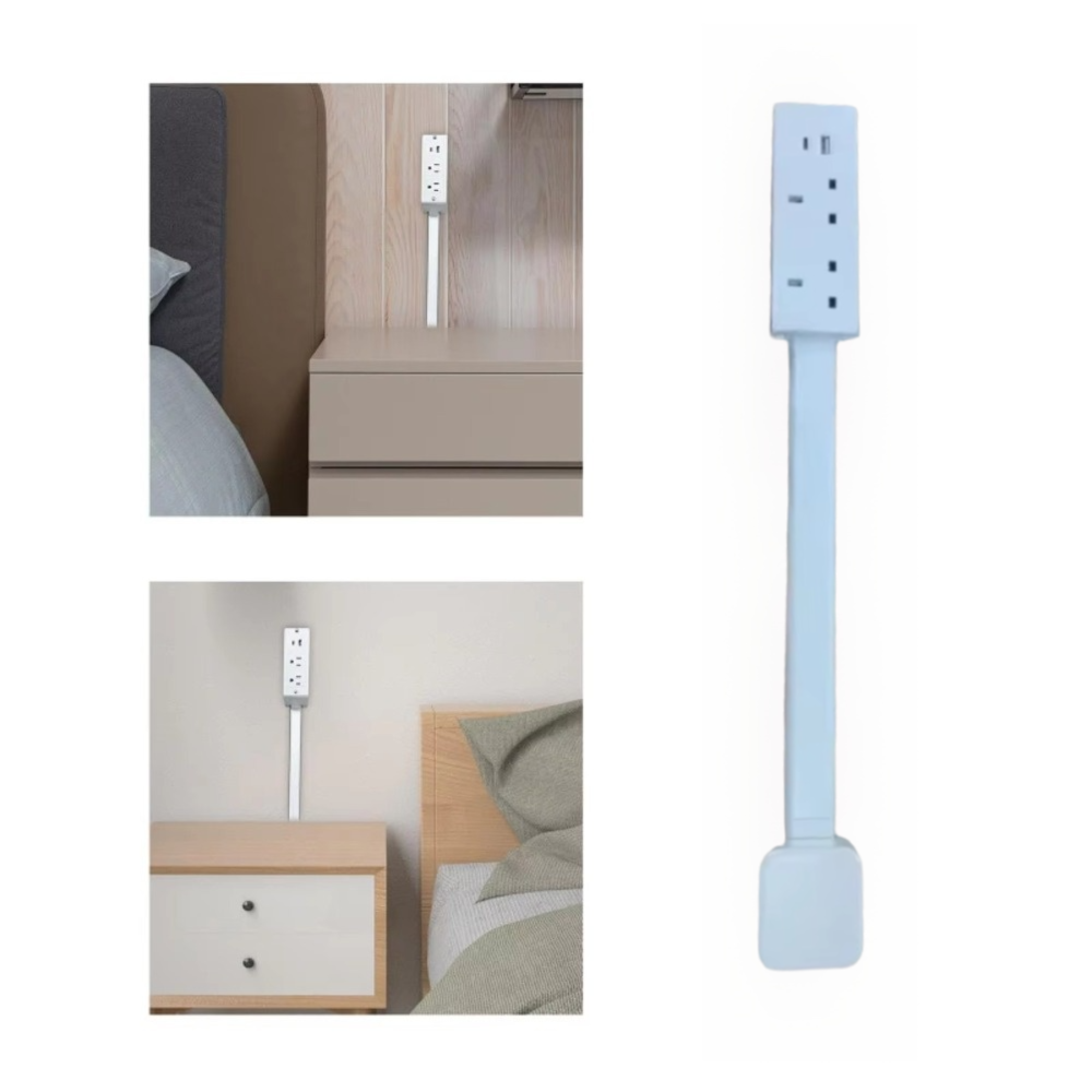 Power Strip Flat - Rotates 180° Electrical Outlet Extender White