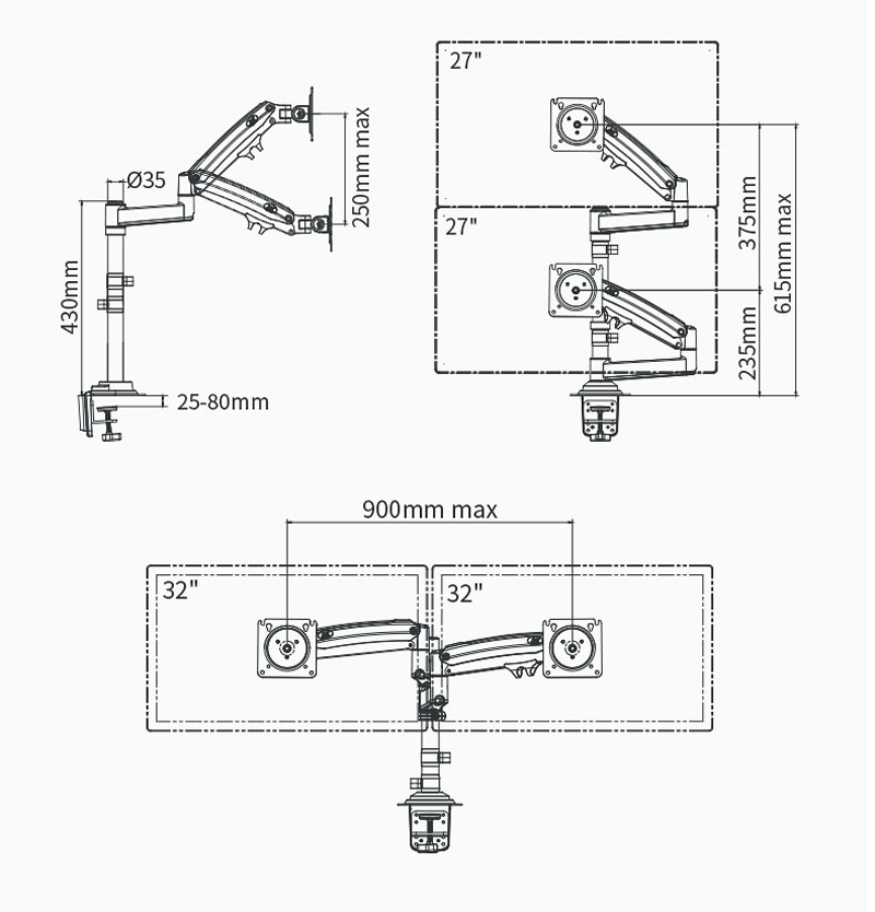 NB H180 FP-2 17'-27' LCD TV Mo - đánh giá và giá Desk Setup Monitor Arm