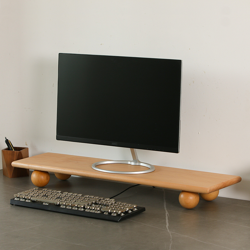 Natural Wood Desktop Riser Dua - đánh giá và giá Desk Setup Living Room