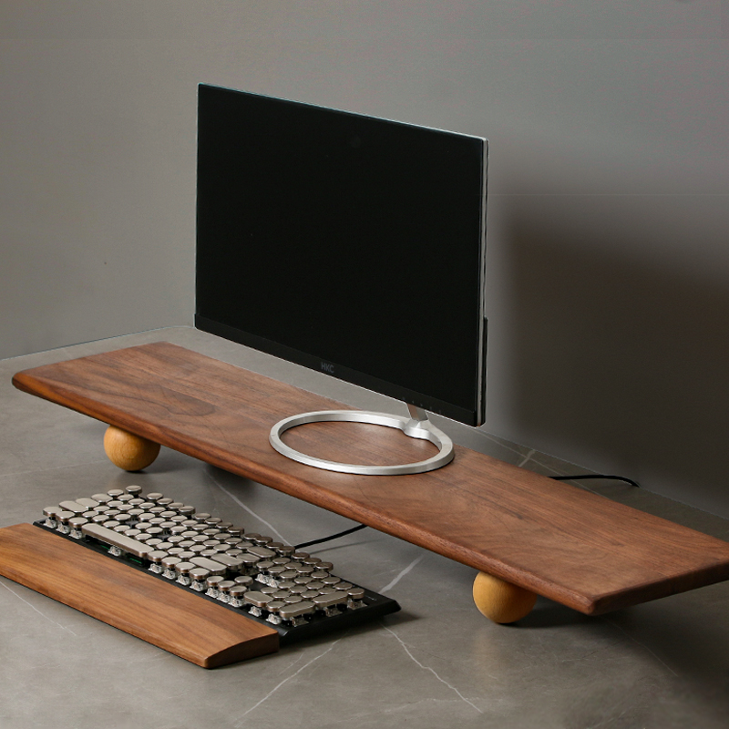 Natural Wood Desktop Riser Dua - đánh giá và giá Desk Setup Living Room