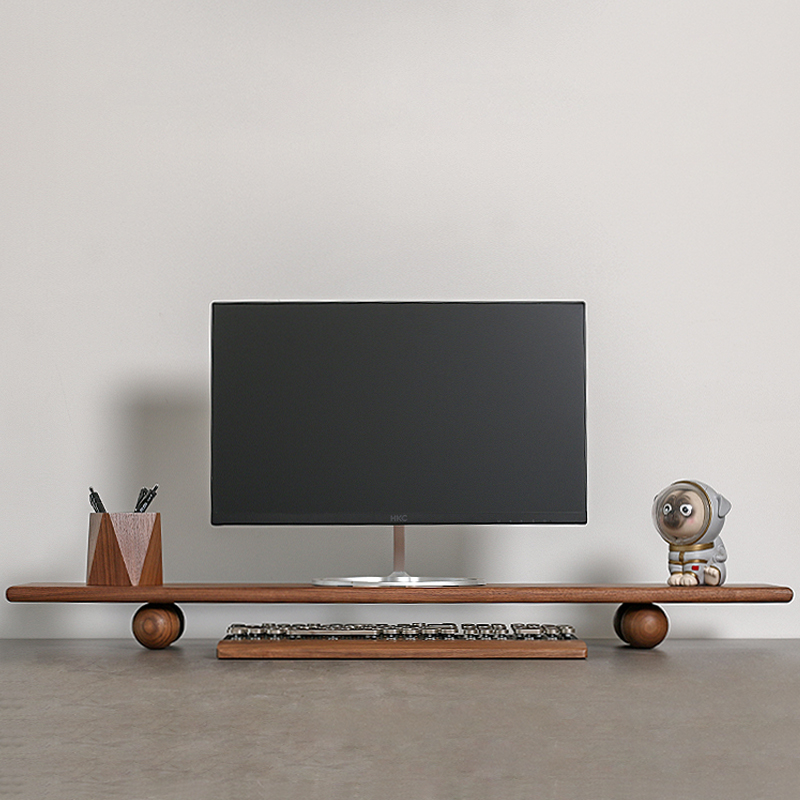 Natural Wood Desktop Riser Dua - đánh giá và giá Desk Setup Living Room