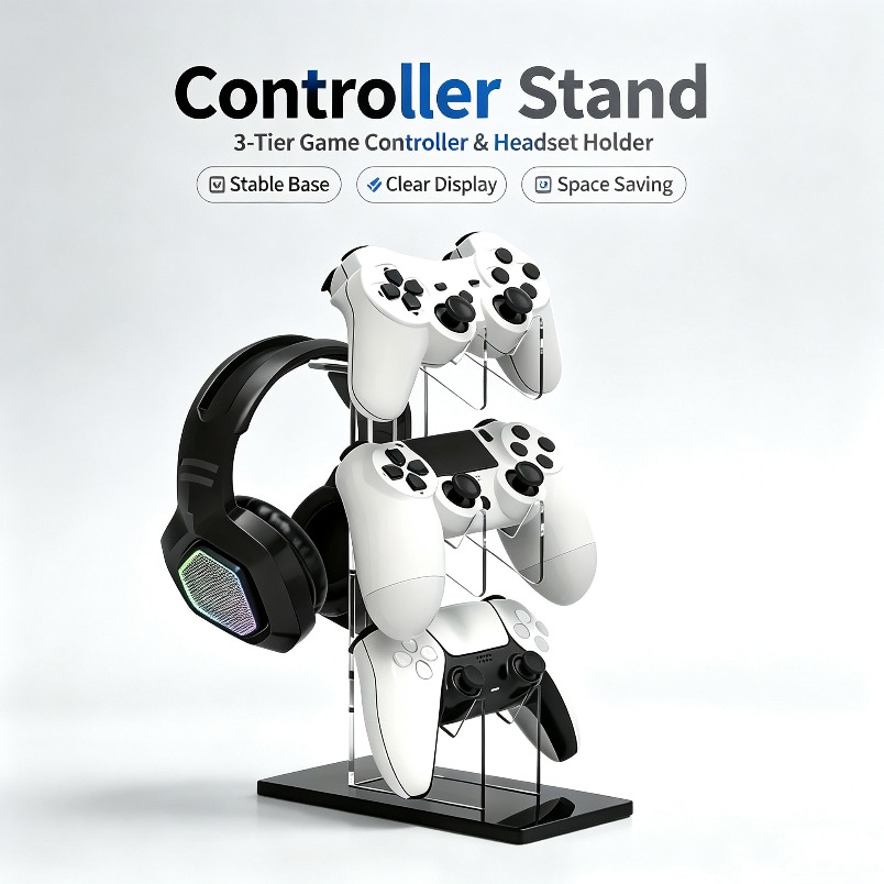 Controller Holder with Headset - đánh giá và giá Desk Setup Ps5