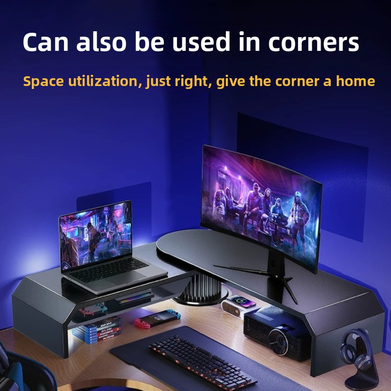 Gaming Dual Monitor Stand Offi - đánh giá và giá Desk Setup Living Room