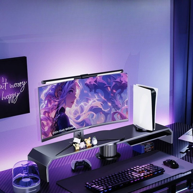 Gaming Dual Monitor Stand Offi - đánh giá và giá Desk Setup Living Room