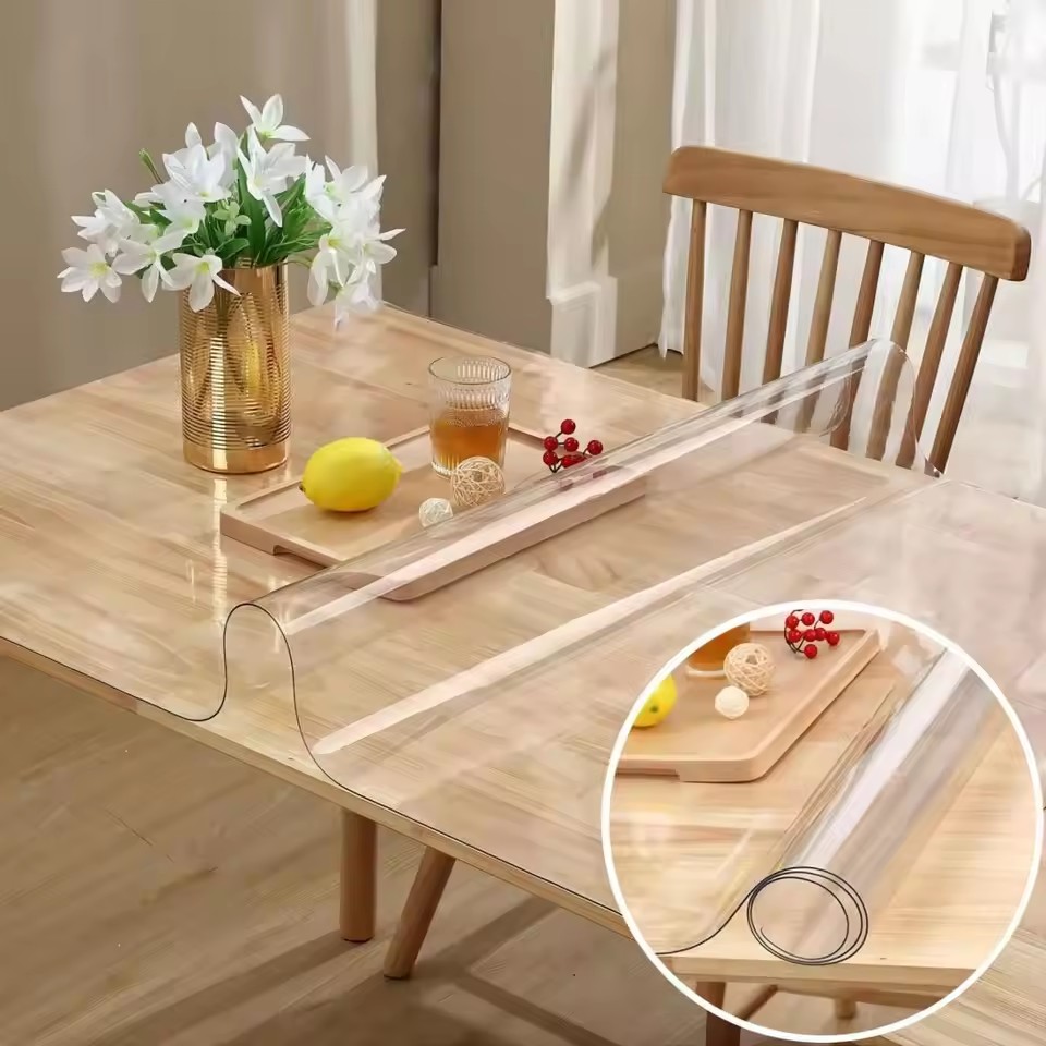 Soft Glass Tablecloth Transpar - đánh giá và giá Desk Setup Wallpaper