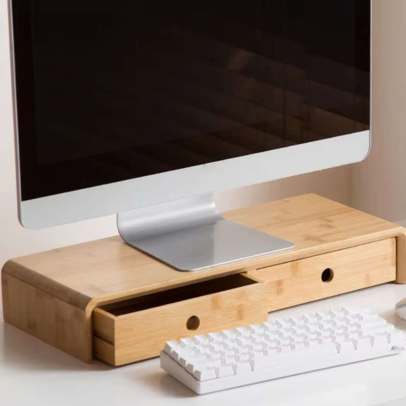 Bamboo Laptop Monitor Riser Ec - đánh giá và giá Desk Setup Living Room