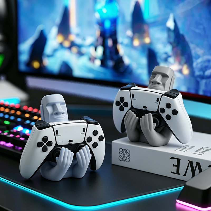 Funny Moai Stone Resin Gamepad - đánh giá và giá Desk Setup Ps5