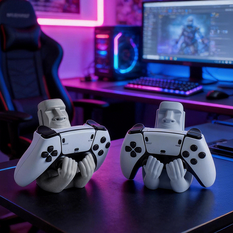 Funny Moai Stone Resin Gamepad - đánh giá và giá Desk Setup Ps5