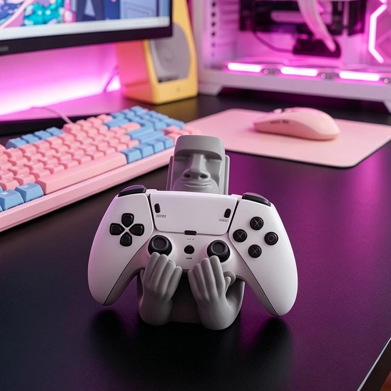 Funny Moai Stone Resin Gamepad - đánh giá và giá Desk Setup Ps5