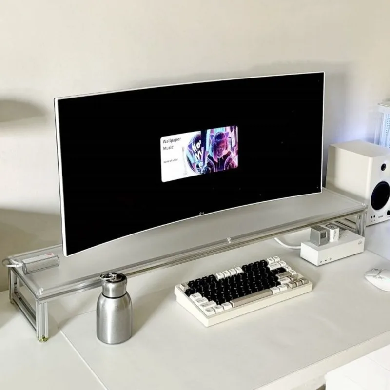 Aluminum Monitor Stand Acrylic - đánh giá và giá Desk Setup Living Room