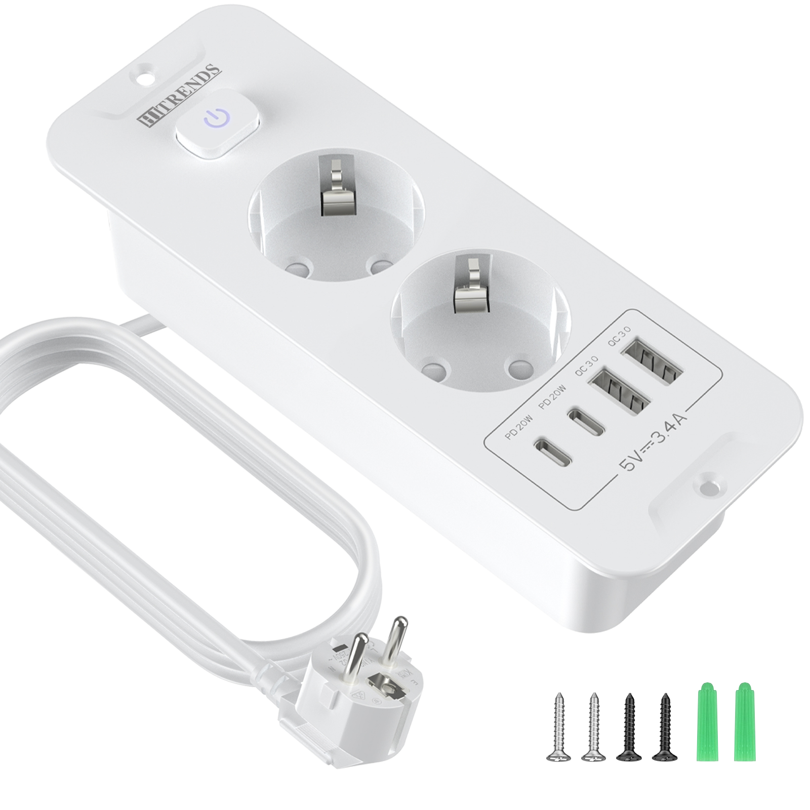 Desktop Built-in Socket with 2 - đánh giá và giá Power Strip Flat